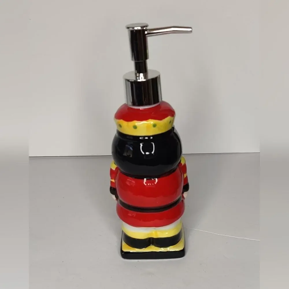Traditional Christmas‎ Ceramic Nutcracker Soldier Soap Pump Dispenser or Lotion
